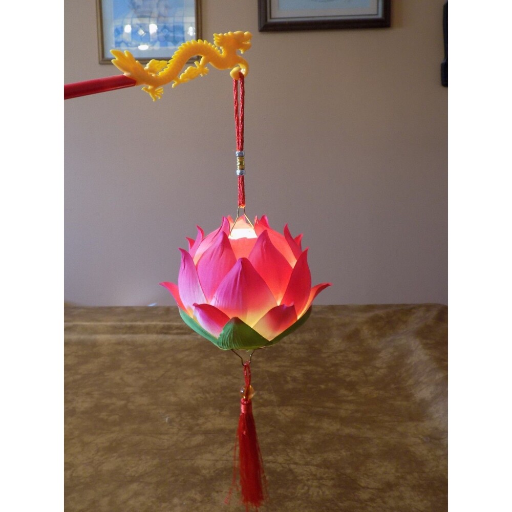 Dark/Light Pink Walking Lotus Flower Lantern Battery Powered